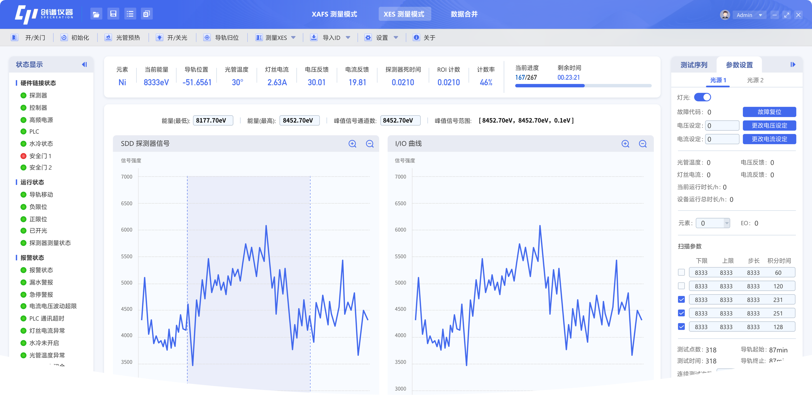 安徽創譜短波光譜儀器軟件界面設計預覽 - 蘭亭妙微UI設計公司